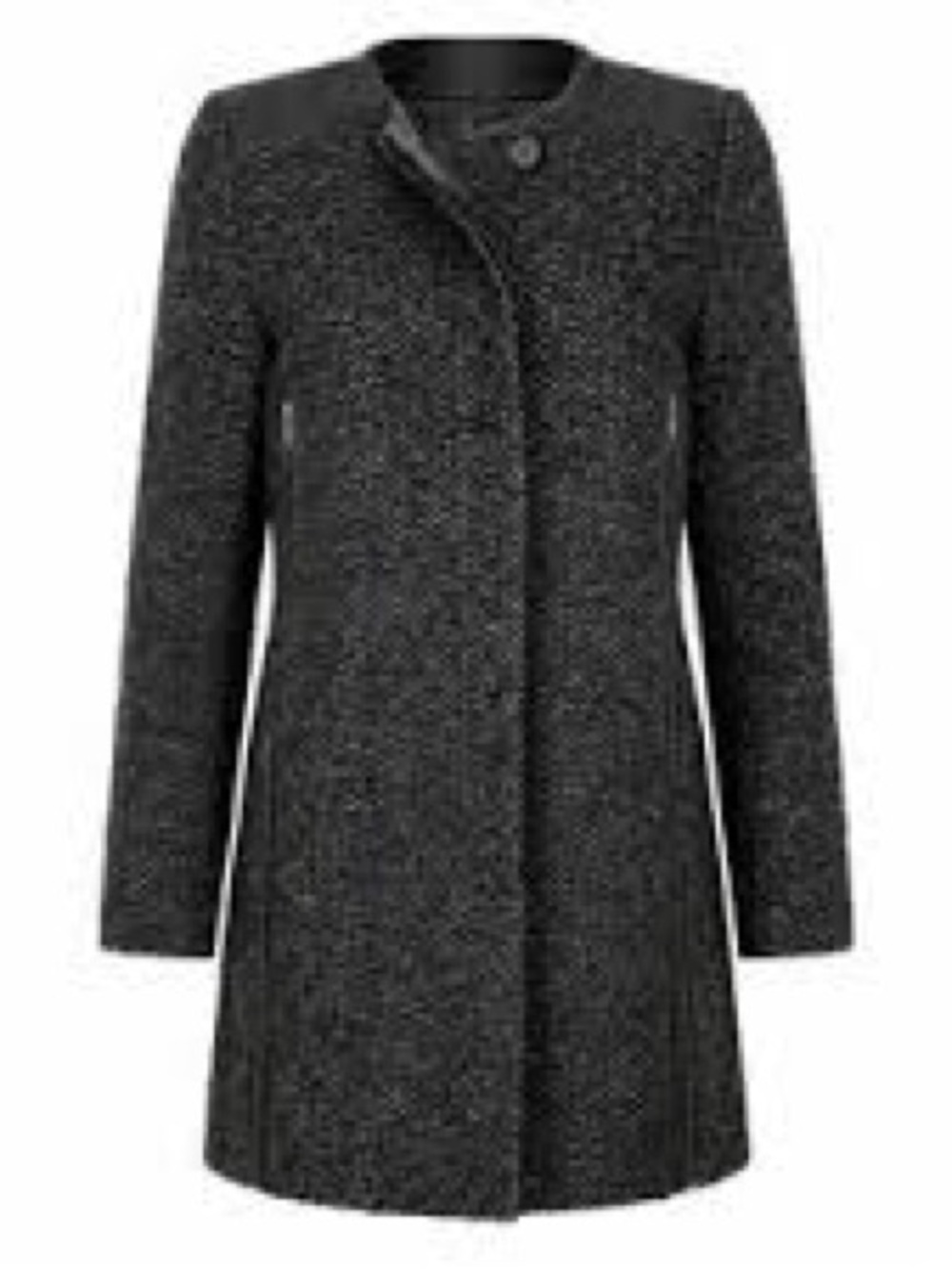 Maje Women's Charcoal Wool&Lamb Skin Pea Coat